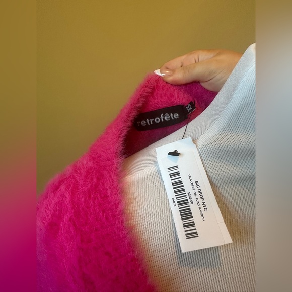 Retrofete pink v-neck sweater dress w/ chic silver buttons. Size XS- Hi Barbie! - Picture 5 of 5